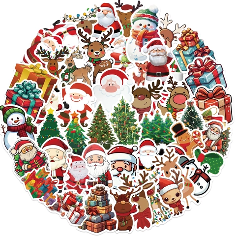 Autocollants de Graffiti de Noël Imperméables Pour Ordinateur Portable Guitare Valise Skateboard Décoration de Fête de Noël