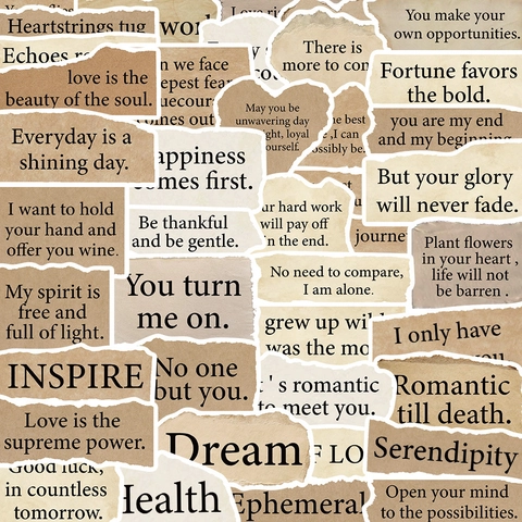 Vintage Torn English Label Stickers Waterproof PVC DIY Decorative Decals For Laptop Scrapbooking Journal Guitar Stickers