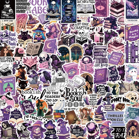 100 Stuks Witchy Bookish Stickers Waterdicht Vinyl Gothic Decals Voor Laptop Gitaar Dagboek DIY Scrapbooking Decor Cadeau