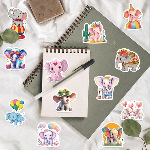 Niedliche Cartoon Elefanten Wasserdichte PVC Aufkleber Für Scrapbooking Laptop Gepäck Tagebuch DIY Dekorative Aufkleber Kinder