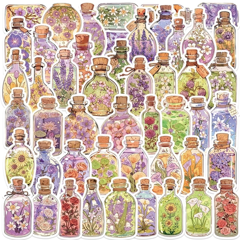 Adesivi Vintage Bottiglia di Fiori Pozione Impermeabile PVC Decalcomanie per Laptop Valigia Chitarra Fai da Te Scrapbooking Decorazione