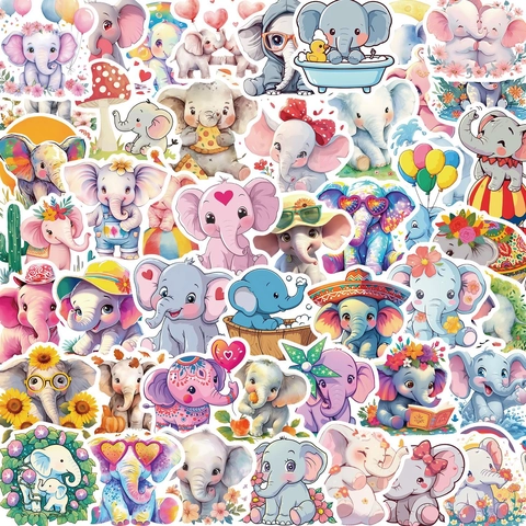 Niedliche Cartoon Elefanten Wasserdichte PVC Aufkleber Für Scrapbooking Laptop Gepäck Tagebuch DIY Dekorative Aufkleber Kinder