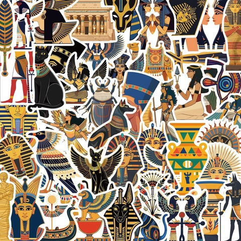 Egipto Antiguo Pegatinas de PVC Impermeables para Portátil Guitarra Equipaje DIY Decals Faraón Anubis Pirámide Escarabajo Estilo Egipcio