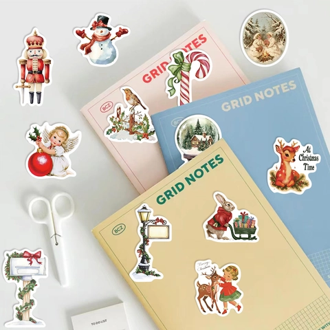 Vintage Weihnachten Aufkleber Set PVC Wasserdicht Sticker Für DIY Scrapbooking Laptop Gitarre Koffer Xmas Deko