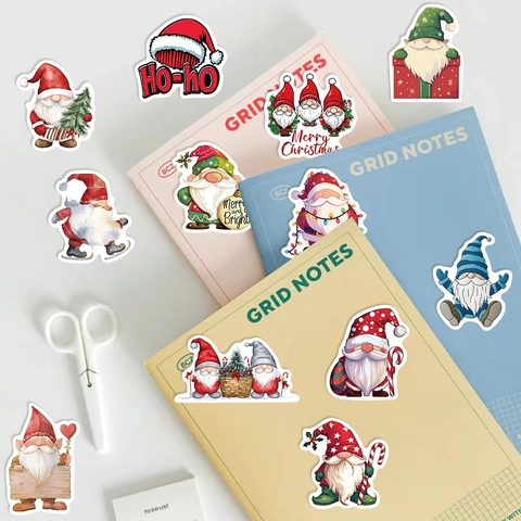 Autocollants Gnomes de Noël Imperméable PVC Dessin Animé Tomte Gonk Décalcomanies pour Ordinateur Bagages Guitare DIY Décoration
