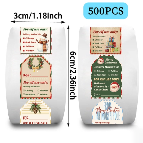 Pegatinas en Rollo de Papel Washi de Navidad Para Envolver Regalos Papá Noel Muñeco de Nieve Reno Etiquetas de Sello Festivas