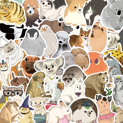 Simpatici Adesivi per Animali in Cartone Animato in PVC Impermeabili per Laptop Valigie Chitarra DIY Scrapbooking Decorativi