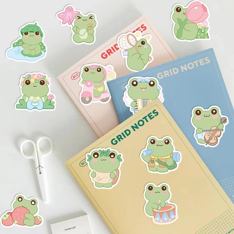 Kawaii Cartone Animato Rana Graffiti Adesivi Impermeabile PVC Decorativo Decalcomanie Per Laptop Chitarra Bagaglio DIY Scrapbooking