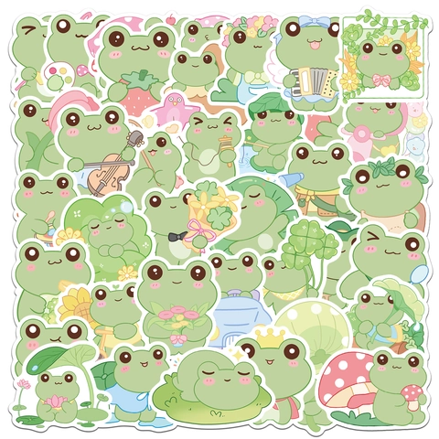 Kawaii Cartone Animato Rana Graffiti Adesivi Impermeabile PVC Decorativo Decalcomanie Per Laptop Chitarra Bagaglio DIY Scrapbooking