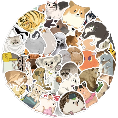 Simpatici Adesivi per Animali in Cartone Animato in PVC Impermeabili per Laptop Valigie Chitarra DIY Scrapbooking Decorativi