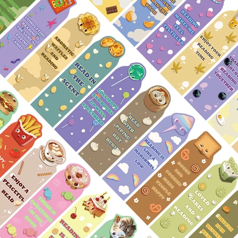 Set di Segnalibri in Carta a Tema Cibo Cartoon Illustrazione Creativa Cibo Cancelleria per Studenti Lettura Regalo Fai da Te
