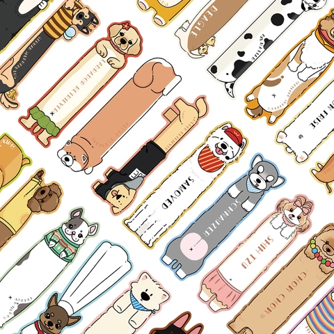 30 Stuks Cartoon Lezen Hond Serie Bladwijzers Schattig Dier Patroon Wit Karton Bladwijzer Voor Kinderen Studenten Kantoorbenodigdheden Lezen Cadeau