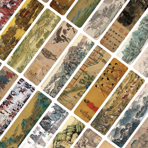 Marcadores de Pintura Famosa de Arte Tradicional Chino Paisaje Vintage Figura Cartón Artístico Accesorio de Lectura