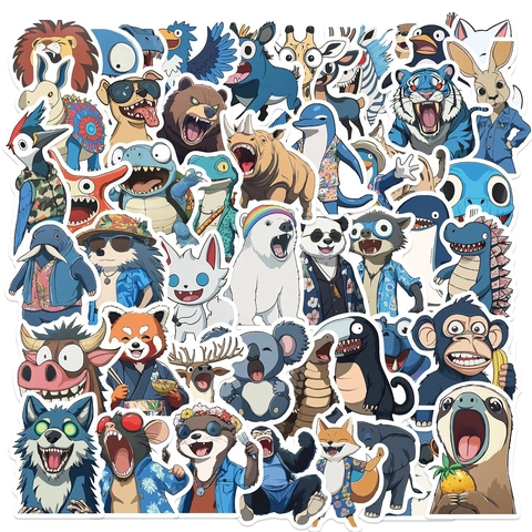 Anime Style Anthropomorphic Animal Stickers Waterproof PVC Vinyl Decals For Laptop Luggage Guitar DIY Decoration