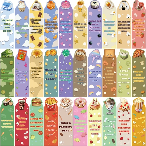 Set di Segnalibri in Carta a Tema Cibo Cartoon Illustrazione Creativa Cibo Cancelleria per Studenti Lettura Regalo Fai da Te