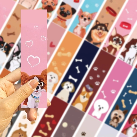 Cartoon Dog Bookmarks Colorful Animal Illustration White Cardboard Page Markers For Reading DIY Hand Account Students Gift