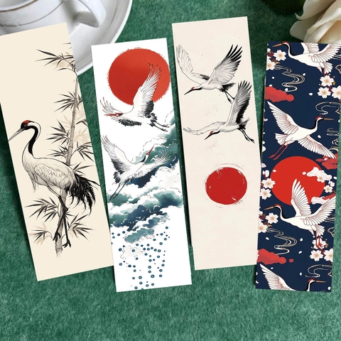 Marque-pages en Papier Grue Vintage Oriental Matériel de Lecture DIY Accessoires de Journalisation Cadeau de Papeterie pour Étudiantes