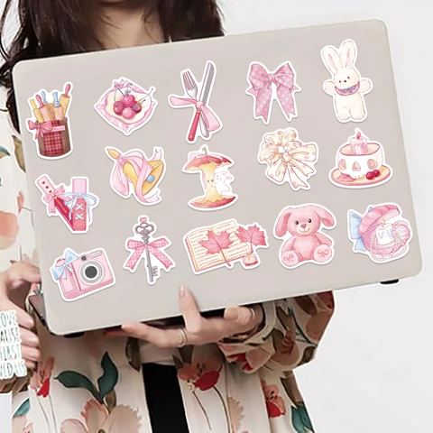 Simpatici Adesivi Estetici Acquerello Rosa Impermeabile PVC Decals per Chitarra Laptop Bagaglio Scrapbooking DIY Decor Rosa Tema Graffiti Adesivo