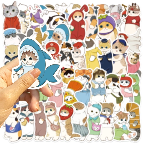 Süße Cartoon Katze Aufkleber Wasserdichte PVC Decals Für Laptop Koffer Gitarre DIY Dekoration Japanische Kawaii Tier Verkleidung Vinyl Aufkleber