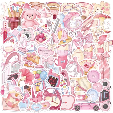 Simpatici Adesivi Estetici Acquerello Rosa Impermeabile PVC Decals per Chitarra Laptop Bagaglio Scrapbooking DIY Decor Rosa Tema Graffiti Adesivo