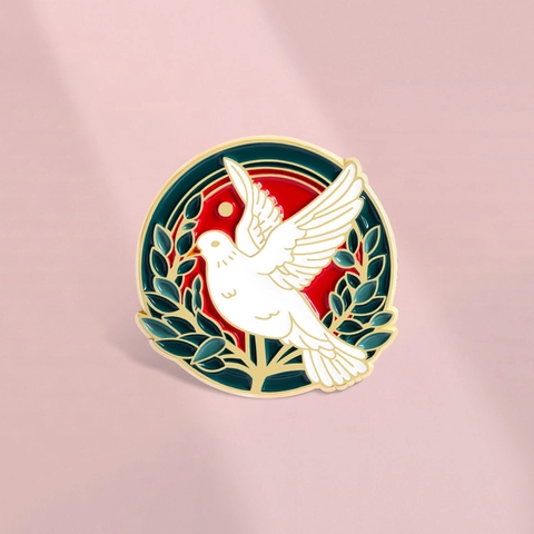 Peace Dove Olive Branch Enamel Brooch Pin Creative Symbol Of Peace Zinc Alloy Badge For Clothes Backpack Accessories Jewelry Gift