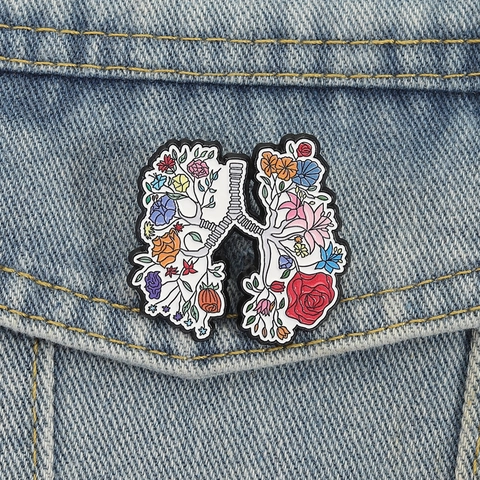 Creatieve Bloem Long Emaille Pin Cartoon Anatomie Kunst Broche Voor Dames Heren Zinklegering Badge Reversspeld Kleding Sieraden