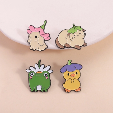 Ensemble de Broches en Émail d'Animaux de Dessin Animé Mignons Grenouille Lapin Chat Poussin Épingle en Émail Alliage Peint Badges de Revers pour Vêtements Femme Enfants Bijoux Cadeau
