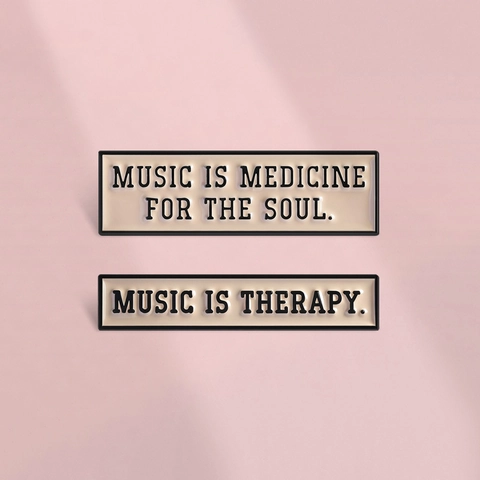 Music Is Medicine For The Soul Quote Alloy Enamel Brooch Minimalist Healing Creative Typography Music Lover Jewelry Badge Pin