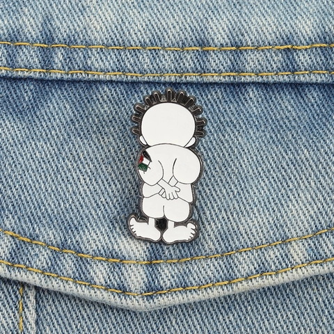 Cartoon Handala Emaille Brosche Zinklegierung Friedenssymbol Figur Abzeichen Pin Für Kleidung Rucksack Unisex Kinder Schmuck