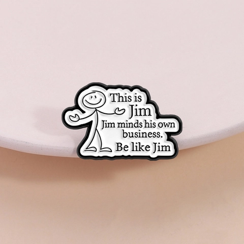 Lustige Strichmännchen Jim Emaille Pin Abzeichen Zinklegierung Minimalistische Humorvolle Meme Brosche Für Kleidung Rucksack Zubehör Unisex Geschenk