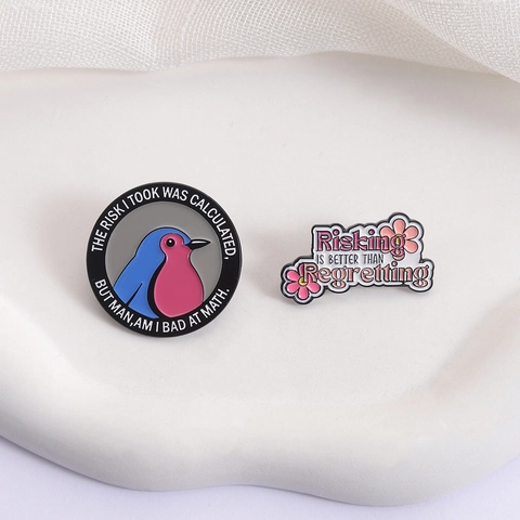 Pins en Email Avec Citation Inspirante Créative Broche en Alliage de Zinc Oiseau de Dessin Animé pour Sac à Dos Vêtements Badges Décoratifs