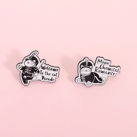 Lustige Katzenparade Meow Chemical Romance Emaille Pin Set Cartoon Marschkapelle Katze Legierung Brosche Für Rucksack Kleidung Zubehör Geschenk