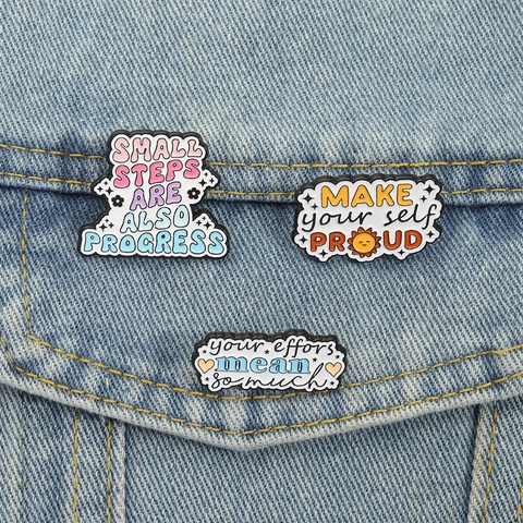 Kreative Legierung Emaille Inspirierende Englische Zitate Abzeichen Cartoon Brosche Für Rucksäcke Kleidung Schmuck Zubehör Geschenk