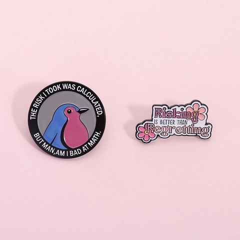 Ensemble de Pins en Émail Citation Oiseau Dessin Animé Drôle Broche Fleur Texte Inspirant pour Sac à Dos Vêtements Insigne Métallique en Alliage de Zinc