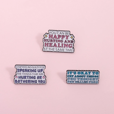 Broche de Esmalte Con Citas Inspiradoras En Inglés Sobre Salud Mental Palabras Positivas de Curación Insignia de Aleación de Zinc Joyería