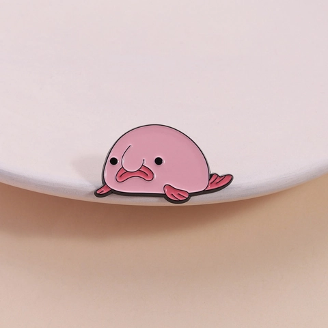 Cartoon Rosa Blobfisch Emaille Pin Zinklegierung Tier Brosche Abzeichen Für Kleidung Rucksack Zubehör Süßer Trauriger Fisch Schmuck