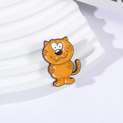 Süße Orangefarbene Katze Mit Großem Gesicht Cartoon Emaille Brosche Zinklegierung Metall Abzeichen Für Kleidung Rucksack Deko Schmuck