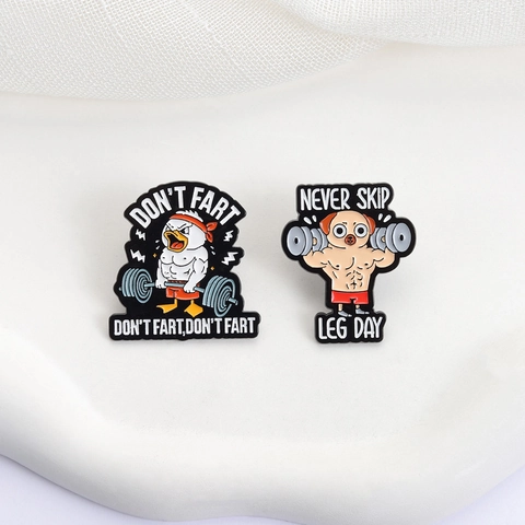 Pin de Esmalte de Animal Musculoso de Fitness Divertido Broche de Perro Pato de Dibujos Animados Aleación de Zinc Pintura al Horno Insignia Para Ropa de Gimnasio Mochila Accesorios