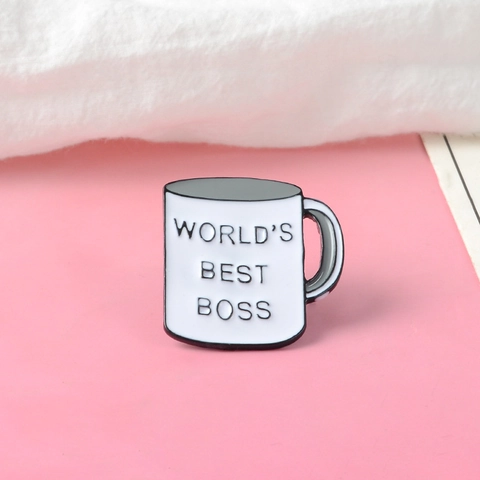 World's Best Boss Tasse Legierung Emaille Brosche Pin Kreativ Büro Kaffeetasse Abzeichen Für Rucksäcke Hüte Personalisierter Schmuck Geschenk