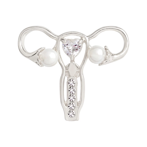 Spilla Creativa a Forma di Utero in Lega Con Strass e Perla Artificiale Gioielli Anatomici Medici Regalo per Donne Medici Infermieri
