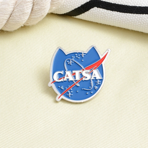 Broche Pin's en Émail Chat de l'Espace CATSA Style Parodie NASA Badge en Alliage Accessoire pour Vêtements Vestes Sacs Hommes Femmes