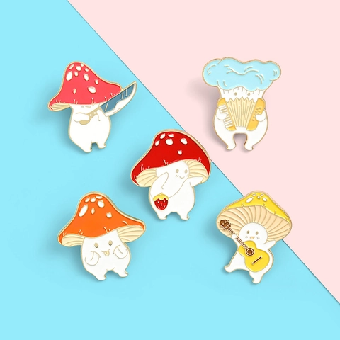 Colección de Pines de Esmalte de Champiñón de Dibujos Animados Broche de Aleación de Aceite para Ropa Mochila Decoración Regalo de Joyería