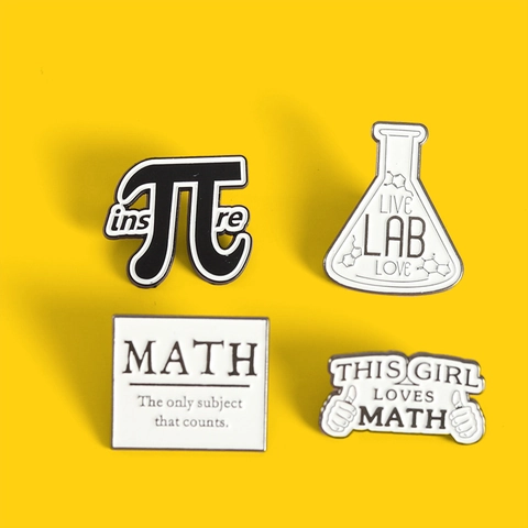 Broche en Alliage Science Mathématiques Pin émail Badge inspire Pi Symbole Bécher Labo Chimie Slogan Pour Étudiants Enseignants Bijoux Cadeau
