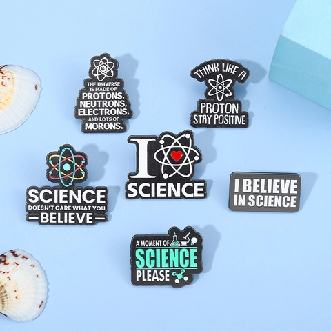 Creative Science Enamel Pin Set Alloy Badge Proton Atomic Pattern Geek Jewelry For Backpack Clothing Accessories Unisex Gift