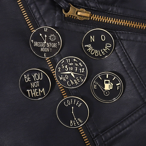 Kreative Legierung Kaffee Bier Tankanzeige Emaille Reversnadel Abzeichen Rund Gold Vergoldet Schwarz Anstecknadel Für Kleidung Taschen Unisex Schmuck