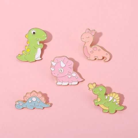 Cute Cartoon Dinosaur Alloy Enamel Brooch Pin Personalized Animal Badge For Clothes Bags Backpacks Decoration Accessories Gift