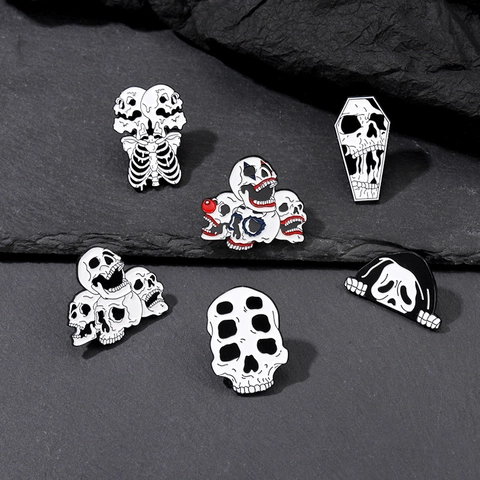 Gothic Schedel Legering Broche Spelden Halloween Kleding Tas Decoratie Punk Horror Badges Emaille Reversspeld Sieraden Cadeau