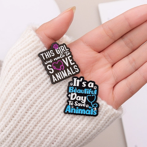 Pines de Esmalte Médicos Vet Tech para Mujeres Hombres Aleación de Zinc Insignia de Letra Salvar Animales Broches Joyería