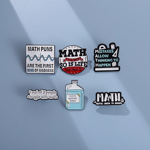 Funny Math Puns Alloy Enamel Brooch Pin Mathematics Teacher Student Humor Quote Lapel Badge Geometry Formula Jewelry Backpack Accessory
