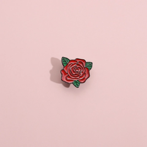 Creative Red Rose Flower Enamel Brooch Pin Alloy Drip Oil Metal Badge Jewelry For Valentine's Day Gift Denim Jacket Decor
